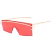 Custom Logo One Piece Transparent Glasses Rectangle Metal Rimless Sunglasses Oversized