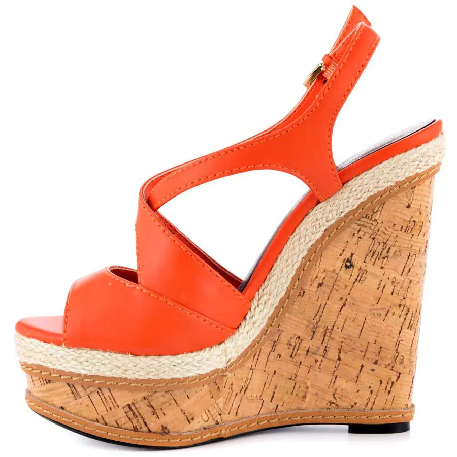 Buy Orange PU Wedges Women Sandals 