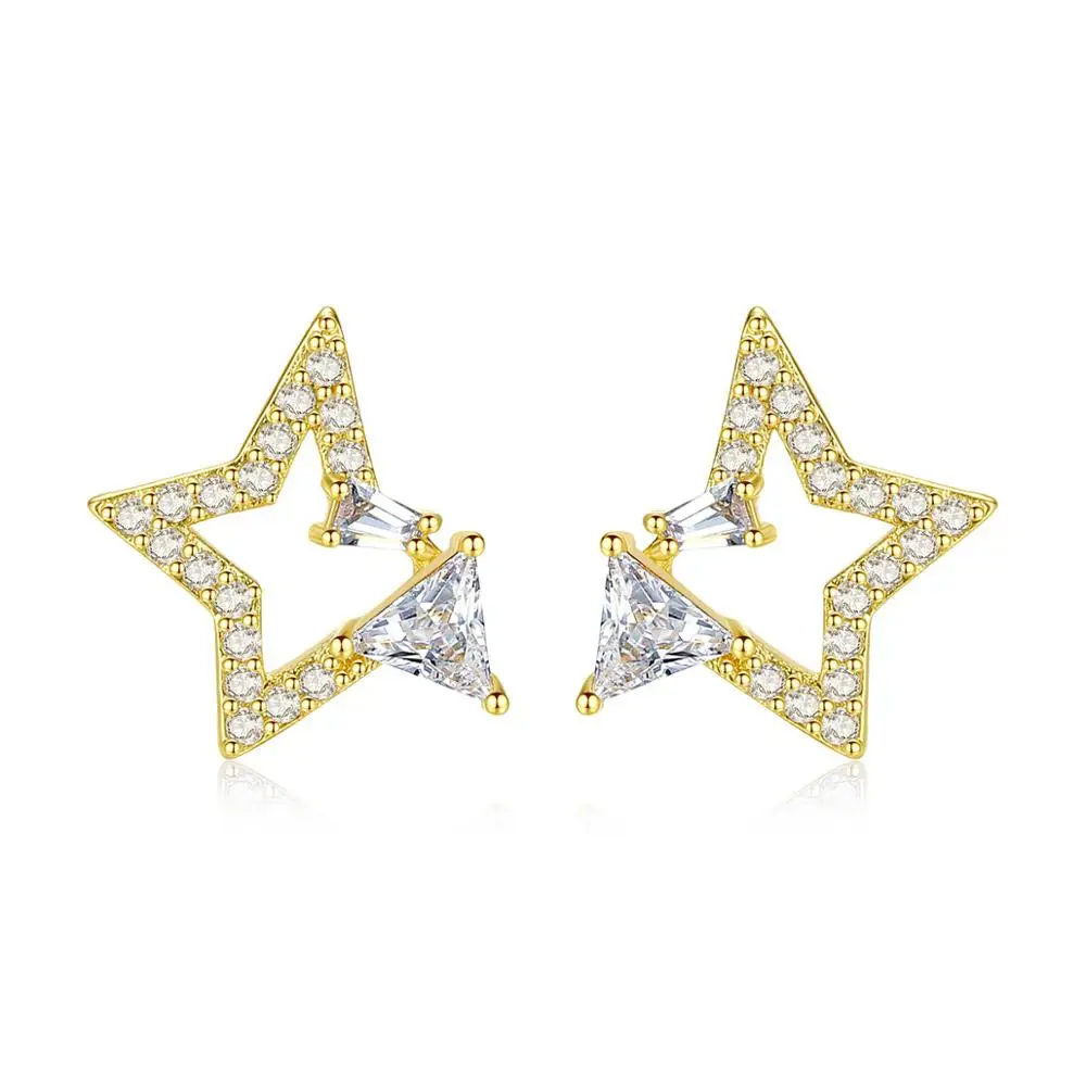 

LUOTEEMI CZ Stone Stud Earrings for Women Shinning Star Shape A AA Stone Korean Small Cute Earring Women Fashion Jewelry