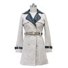 OEM New Arrival Design Fashion Spring Autumn Elegant Spliced Long Trench Coat with Special Belt