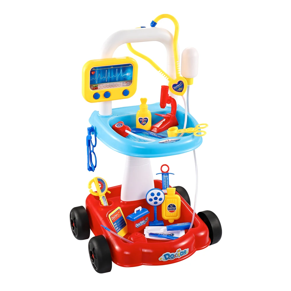 Kids Pretend Play Toy Medical Trolley 