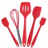 StarPack Basics Range Silicone Kitchen Utensil Set (5 Piece) in FDA Grade with Hygienic Solid Coating + Bonus cherry red