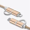 Hot Sell Nylon Weave Aluminium 2in1 Android And IOS Cable 2-in-1 USB Cable for Micro USB and Type-C Charger cord