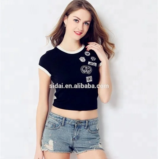 

short sleeves crew neck women daily wear crop tops