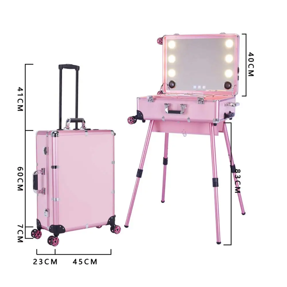 rolling trolley aluminum cosmetic case