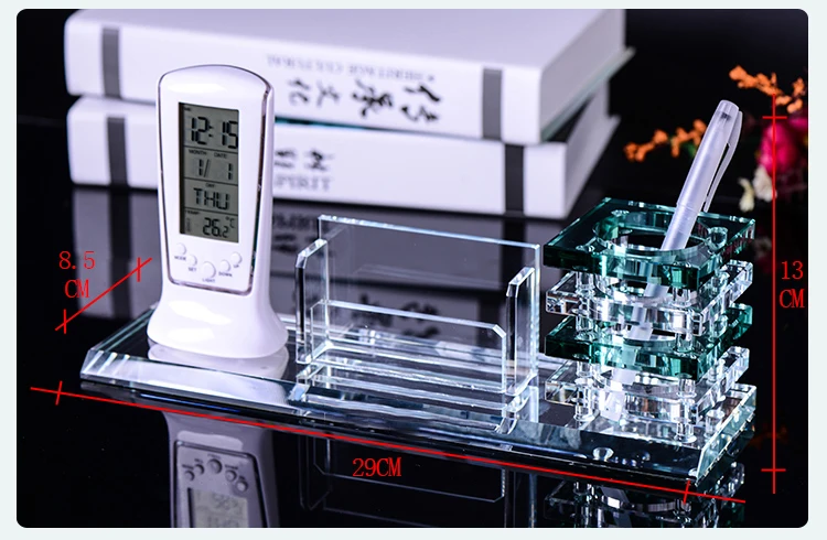 Handmade Colored Crystal Plum Blossom Flower Executive Gift Table Pen Holder