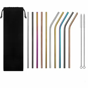 Image of Amazon hot sale stock FDA stainless steel 304 straw 10mm with logo