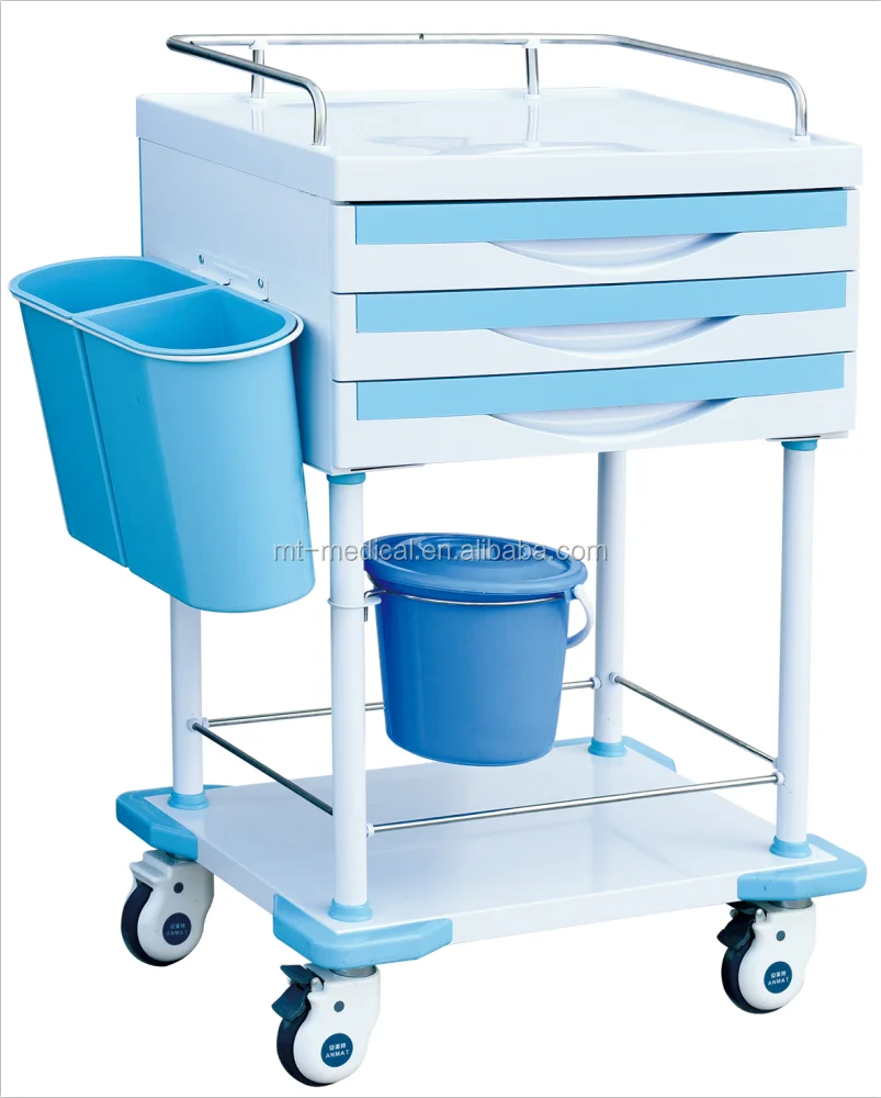 Factory mobile treatment cart with three drawers