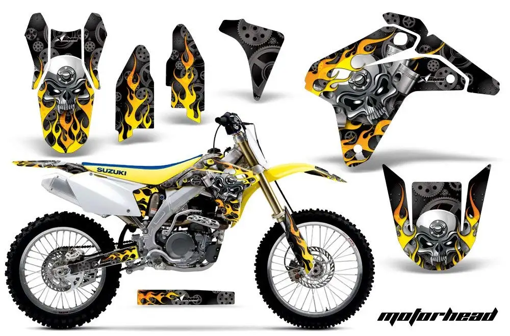 Tribal Flames-AMRRACING MX Graphics decal kit fits Yamaha PW50 All years-Red-Black
