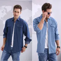 

OEM CUSTOM DENIM LONG SLEEVE PLUS SIZE HIGH COTTON BREATHABLE 2 COLOR OF BLUE FOR MAN JACKET