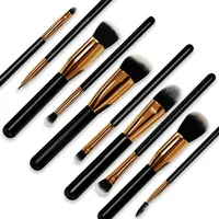 

10PCS Black Wooden handle Makeup Brushes Synthetic Kabuki Foundation Makeup Brush Kit