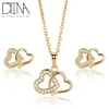 DTINA 2019 jewelry 18k gold-plated jewelry set love shape left and right interlocking earrings necklace set