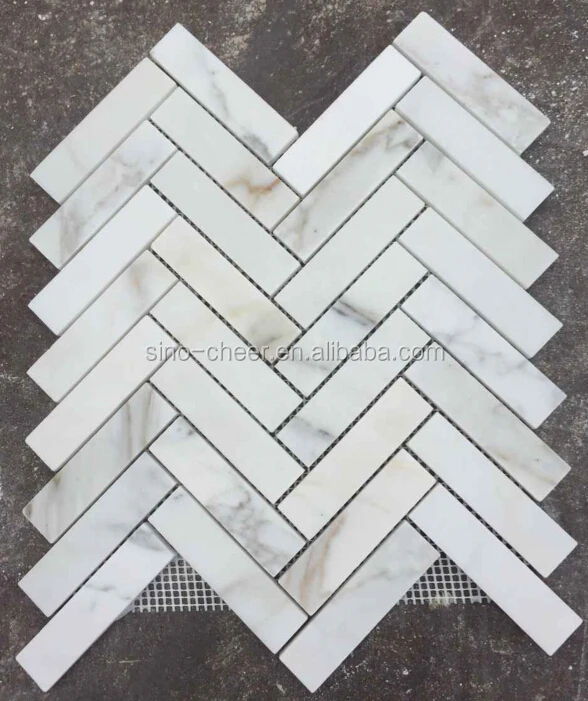 1x4 espiga parquet Carrara blanco Premium patrón de mosaico de mármol