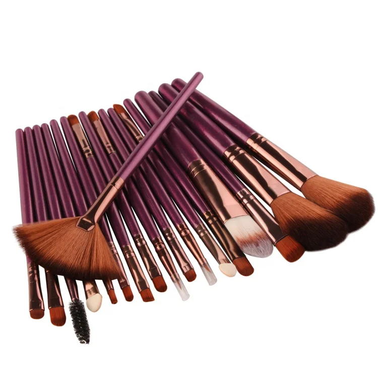 

18 pcs makeup brush set professional refillable, Pink;black.purple;green;brown