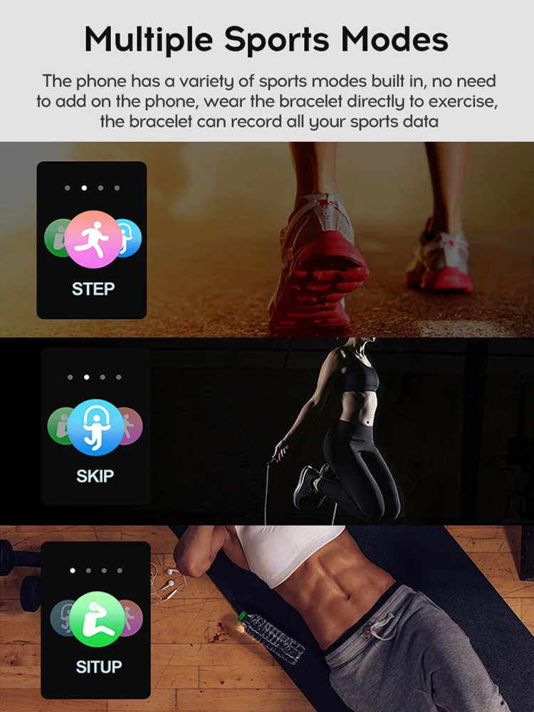 Newest A6S 1.3 inch color screen Smart bracelet Heart Rate Monitor Blood Pressure sport Smart band 116 plus