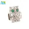 XULIN Handmade Jewelry CZ Micro Pave Beads Setting Owl Large Hole European Beads