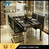 Hot selling italy modern dining table set stainless steel frame 8 seater imported dining table with chairs CT031