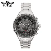 

WINNER Silver watches men stainless steel top brand Luxury watch Montre Homme wristwatch skeleton mechanical watch 2017
