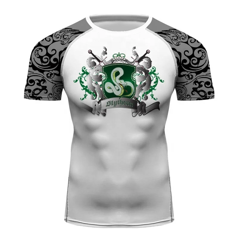 

HP Slytherin Printed Men T-shirt 1 Piece MOQ Custom Tees Your Name Photo Text DIY Men MMA BJJ Workout Gym Tops, Black/red