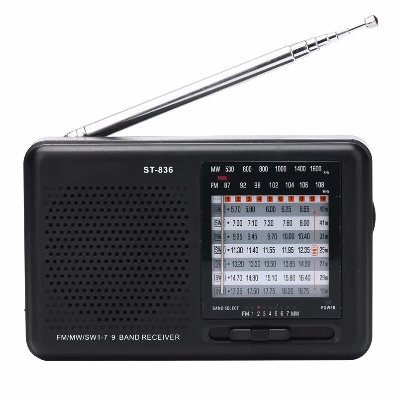 

2020 Pocket Fm Mw Sw1-7 9 Band Portable Radio with 3.5mm Headphone Jack, Black