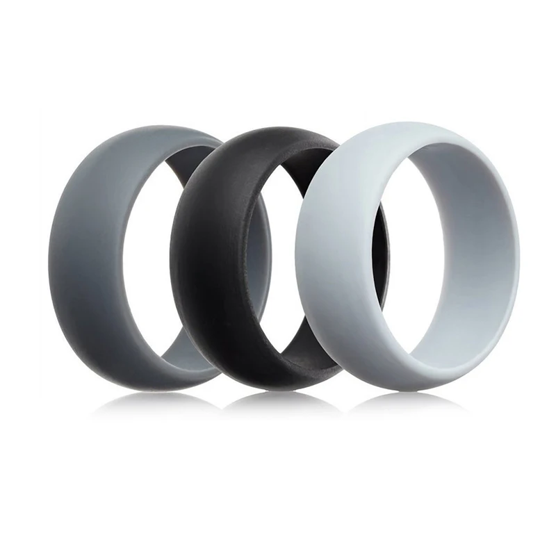 

Custom Customized Top Beveled Step Edge Design Classic Style Silicone Rubber Wedding Band Ring for Men Women