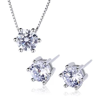 

925 Sterling Silver Round CZ Solitaire jewelry Set For Women by Moyu