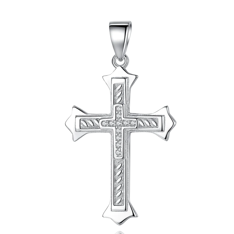 

High Quality 925 Sterling Silver Pendant Clear CZ Cross Pendant For Women Girls Accessory Jewelry Without Chain