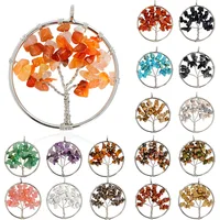 

Wholesale Cheap Amulet Tree of Life Healing Crystal 7 Chakra Gemston Multicolor Natural Stone Pendant Necklace Women