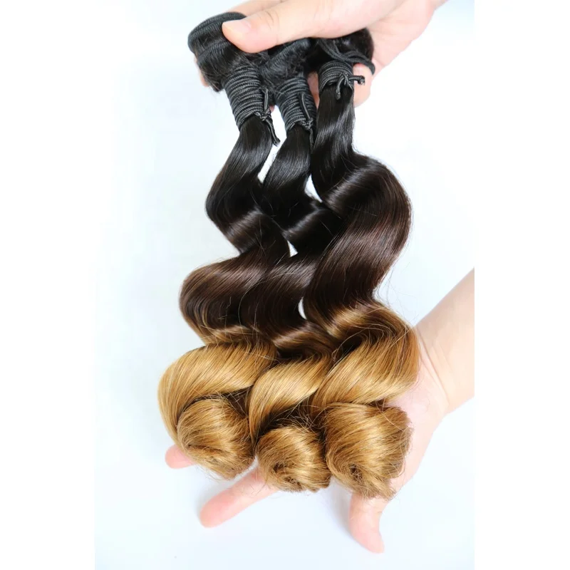 

Super Quality Ombre Loose Wave Human Hair Extensions 1b 4 30 Color Virgin Hair Weave Bundles, Natural color #1b 4 30 loose body wave