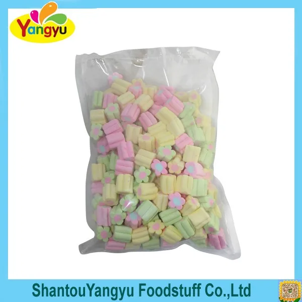 Multicolored fruity flavor lovely flowers shape marshmallow