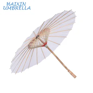 Image of White Japanese Wholesale Blank Oil Paper Handmade Children DIY Painting Bamboo Chinese Umbrella Paper Small Decorative Parasols