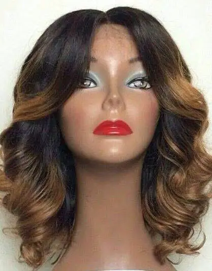 

Natural color 180% density lace front Wavy bob human hair wig pre plucked 360 lace frontal wig