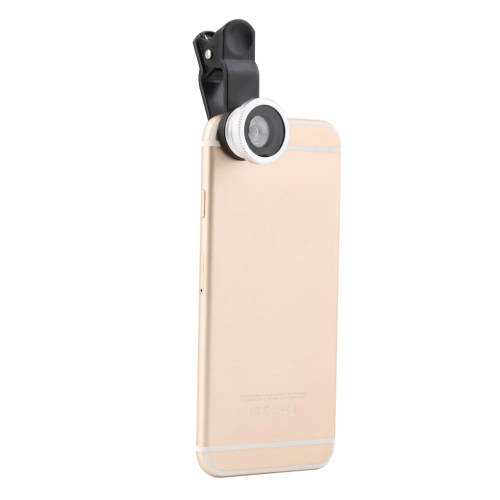 

silver 3 In 1 Clip Camera Lens Fish Eye Wide Angle Macro Kit For Smart Phone