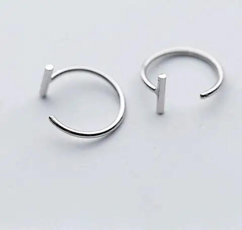 

SE104-027 Halo simple c hook Arab letter 1 shaped 925 sterling silver earrings