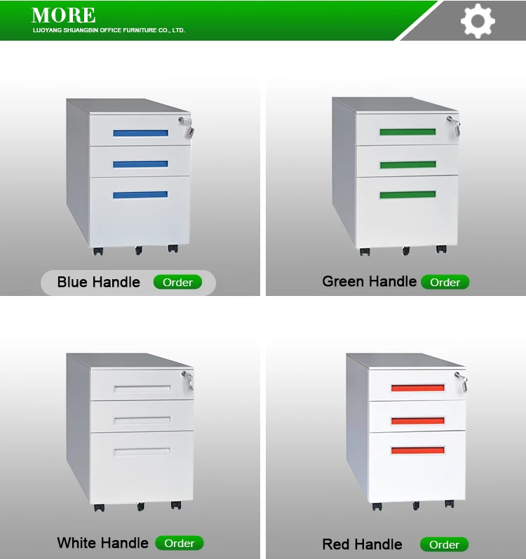 Modern Office Equipment Metal 3 Box Drawers Mobile Pedestal Lockable