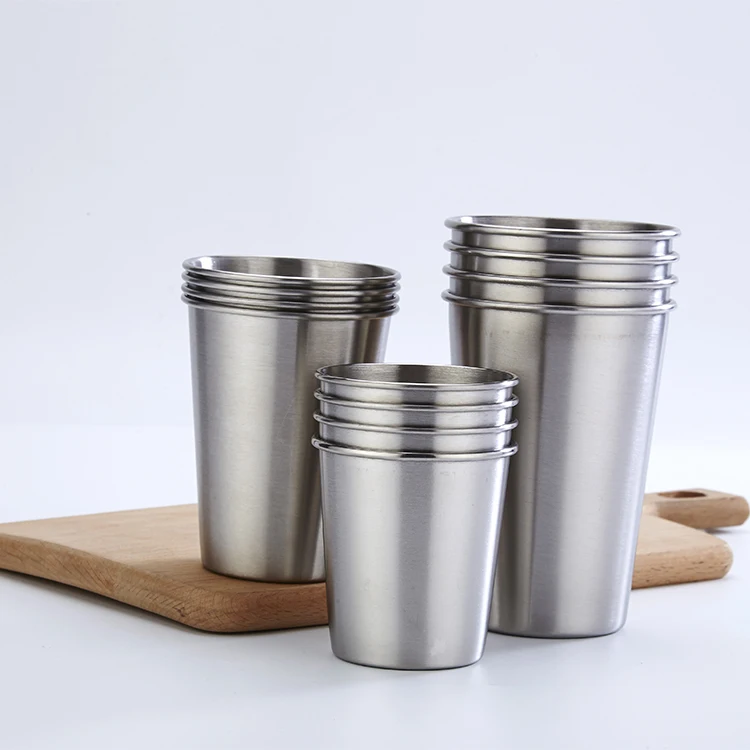 

Customized Logo 12 oz Stainless Steel Beer Cup Tumbler Pint Cup, Silver