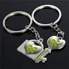 four leaf clover metal couple love keychain key