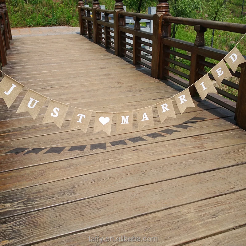 
wholesale 2017 NEW Hessian Bunting Rustic Burlap Just Married Wedding Banner 