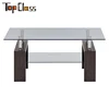 Fashion design rectangle luxurious wood and glass coffee table