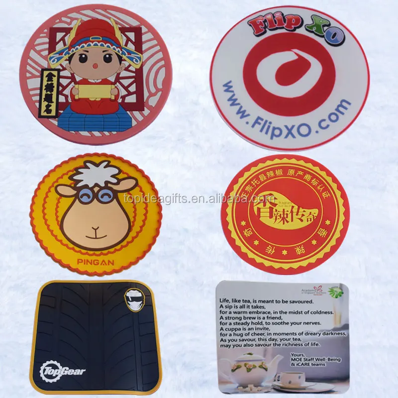 Injection color Brand Logo soft pvc cup coaster eco-friendly silicone rubber drink coaster 2018 design