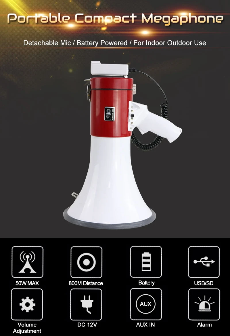 25w /50w Speaker Bullhorn Voice Amplifier Handheld Mini Portable