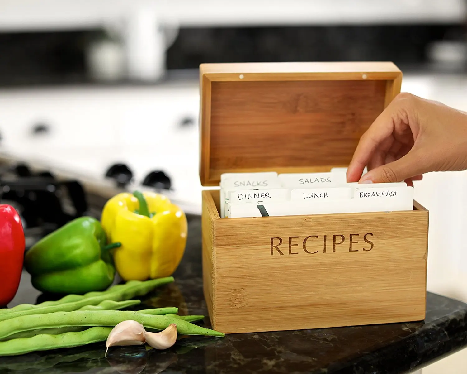 Wholesale Storage Stand Bamboo Recipe Book Holder Wooden Recipe Card