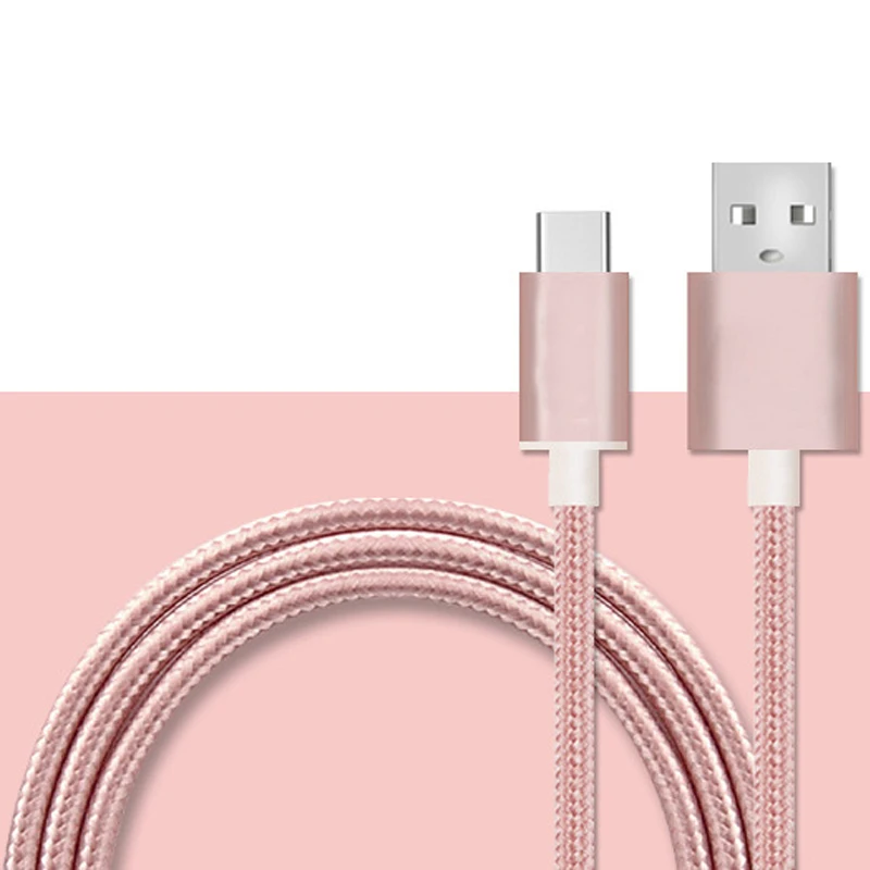 Mobile Phone fast charging data transferring usb type c cable Nylon Braided data cable for samsung galaxy S8
