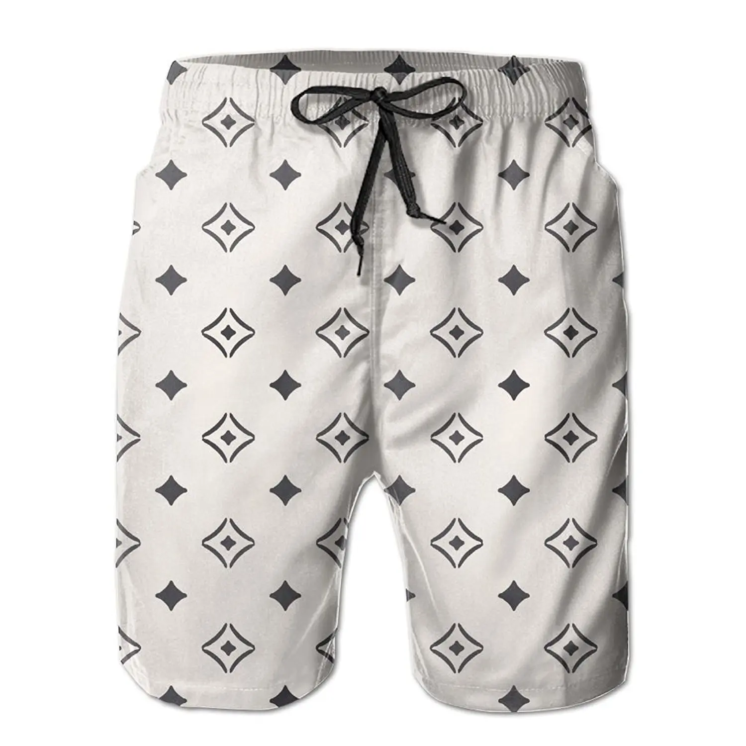 Richard-L Old Fashioned Wallpaper Design With Floral Like Geometrical Icons Summer Quick Dry Board/Beach Shorts For Men