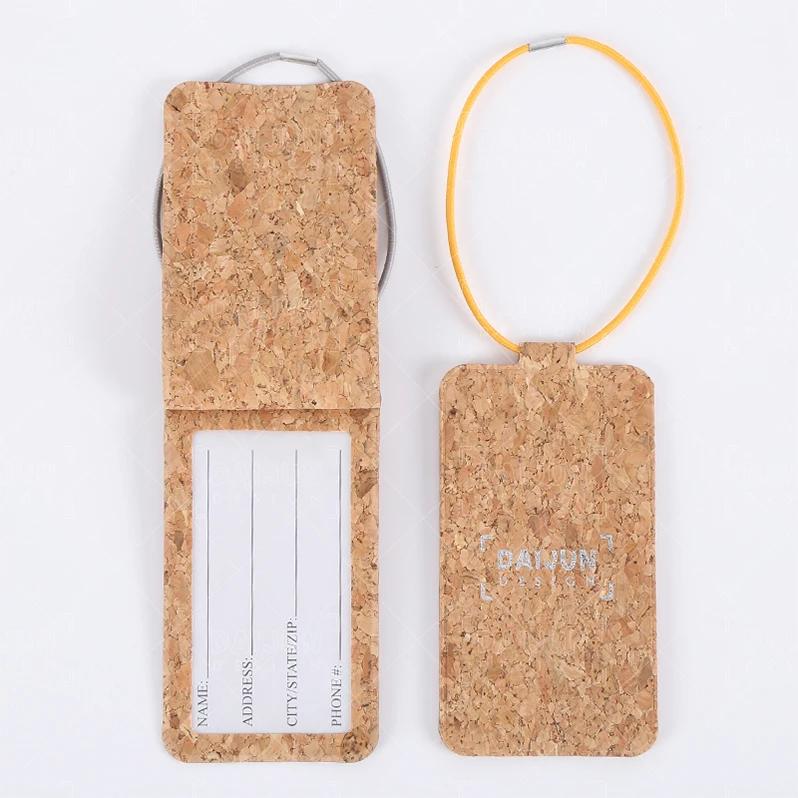 

Wholesale eco-friendly luggage bag parts and accessories travel airport Cork luggage tag custom, Burlywood