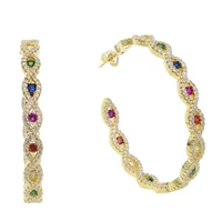 

luxury gorgeous european women jewelry micro pave cz evil eye band big cz hoop earring gold