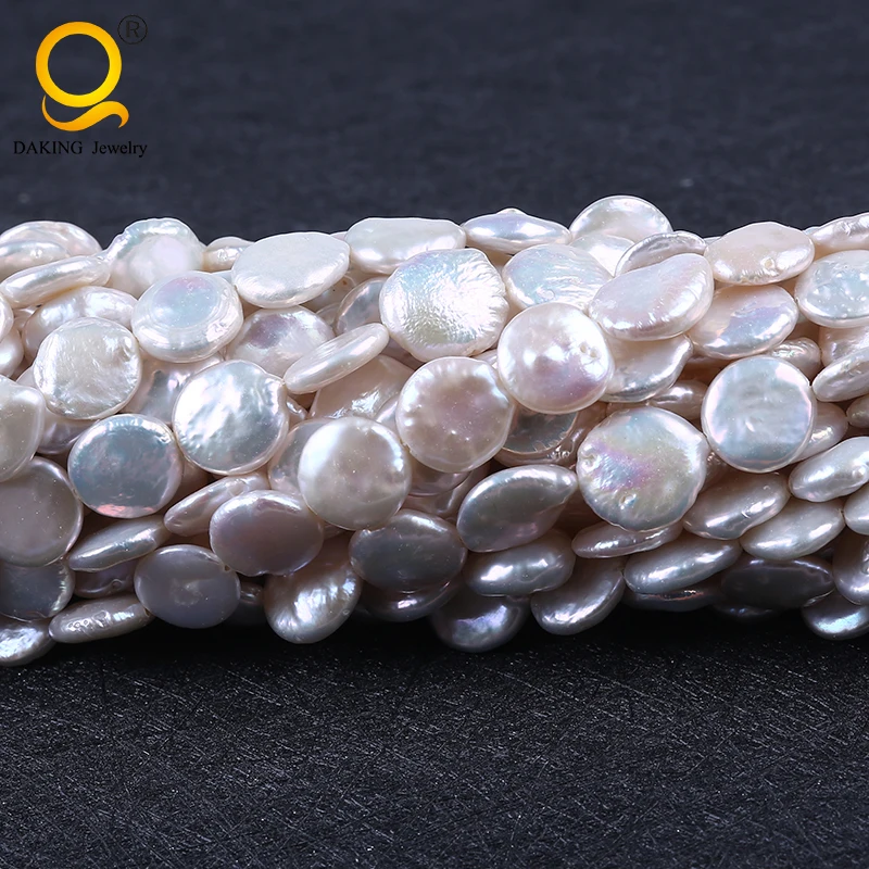 

12-14mm white coin freshwater natural pearl beads for jewellery making