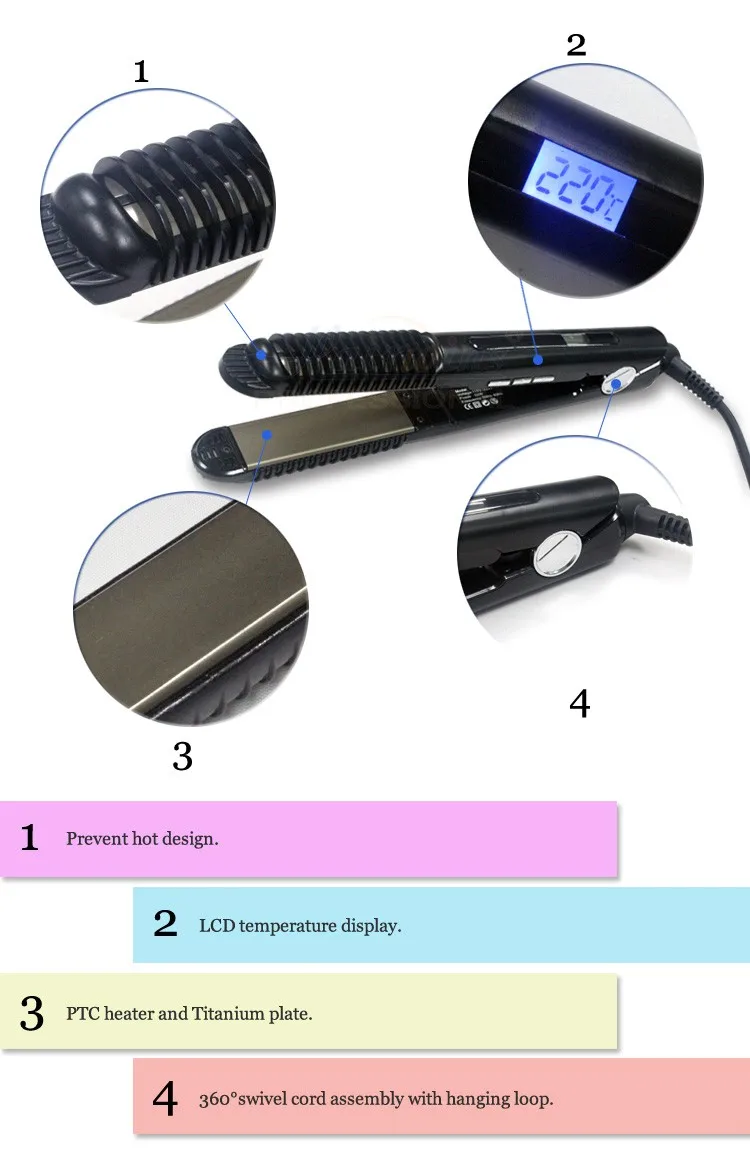 Japanese Technology 2 In 1 Hair Curler And Flat Iron Hair Straightening Iron With Lcd Display In