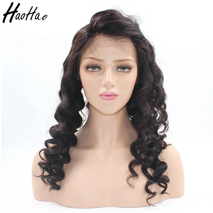 

New fashion brazilian human hair wig , loose wave lace front wig for black women, Natural color