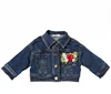 Royal wolf children jacket manufacturer crystals patches jeans jacket for kid girl